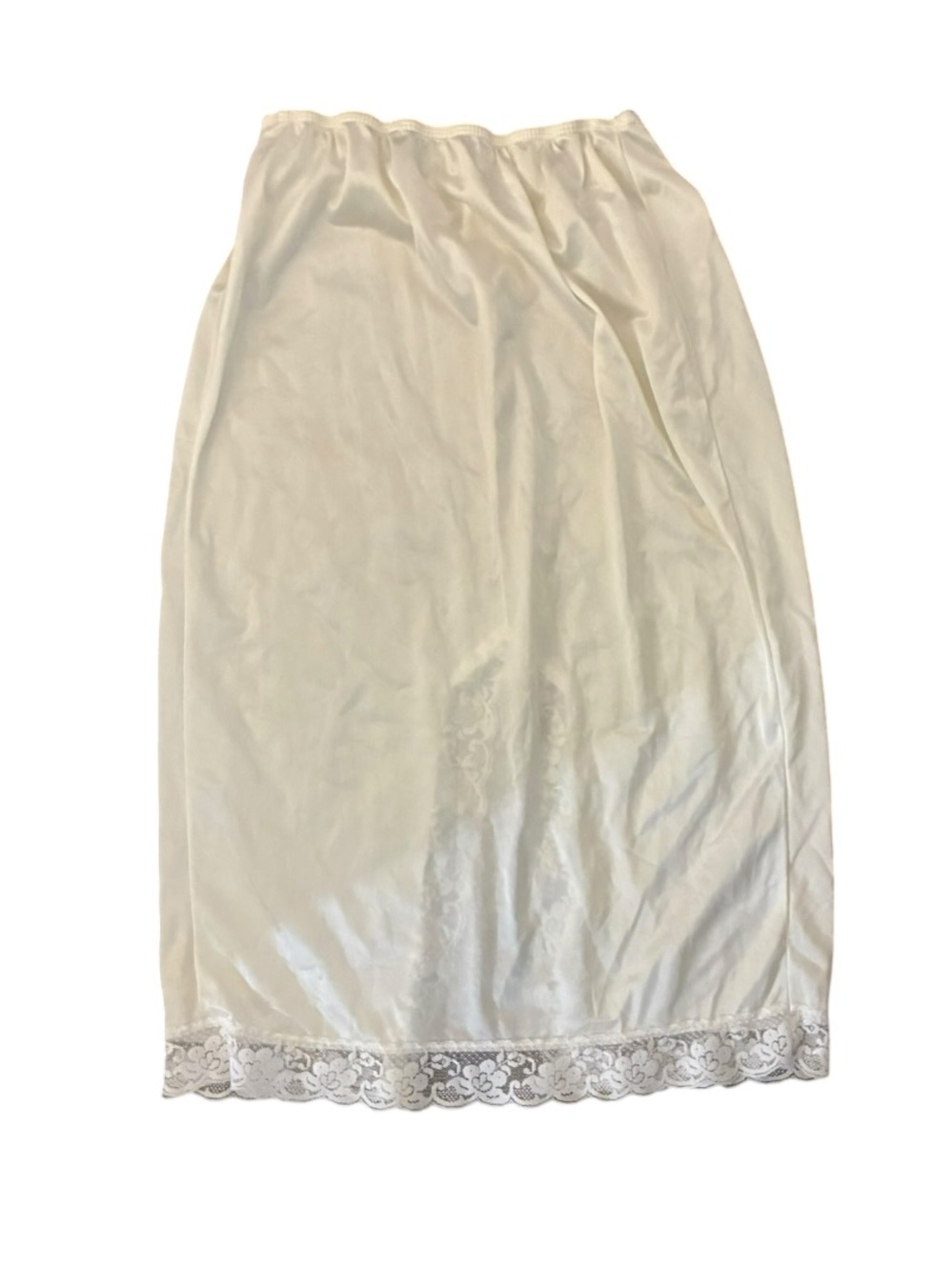 Vintage 70s Ashley Taylor Half Slip Lace Trim Elastic Waist Ivory Medium